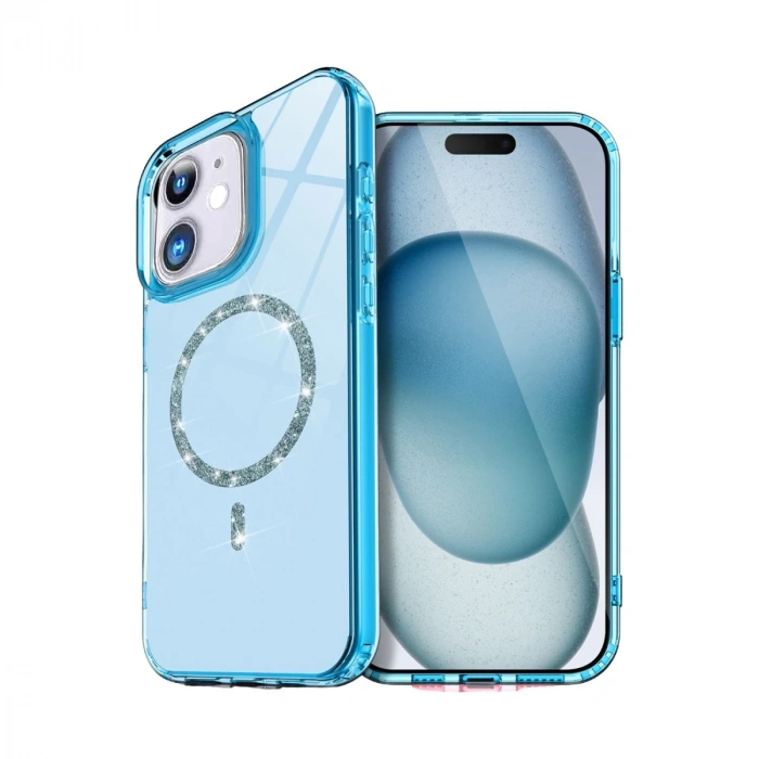 İphone 12 Live Diamond Magsafe Kapak - Mavi