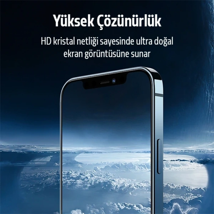 İPhone 12 Mini  2İN1 Full Glue Tempered Cam Ekran Koruyucu +Kamera Lens Set-(5775)