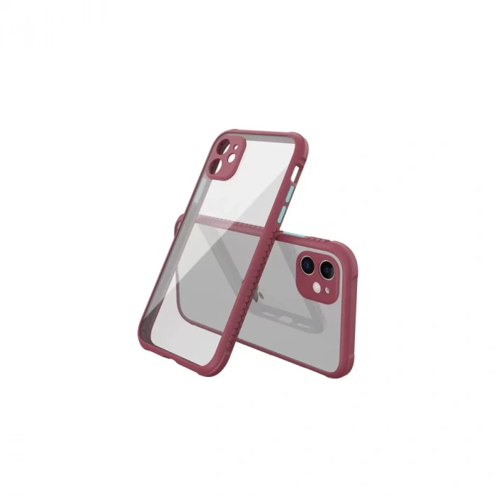 İphone 12 Mini Kılıf Miami Şeffaf Silikon - Fuşya