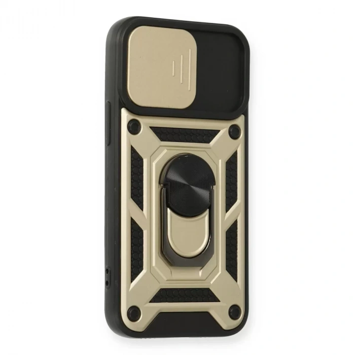 İphone 12 Mini Kılıf Pars Lens Yüzüklü Silikon - Gold