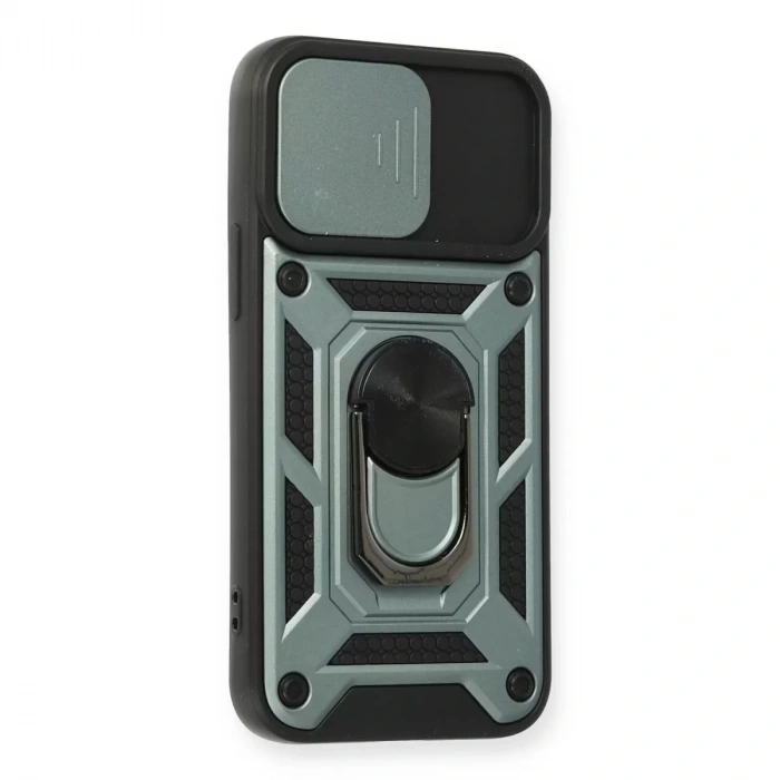 İphone 12 Mini Kılıf Pars Lens Yüzüklü Silikon - Yeşil