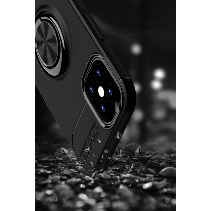 İphone 12 Mini Kılıf Range Yüzüklü Silikon - Siyah-kırmızı