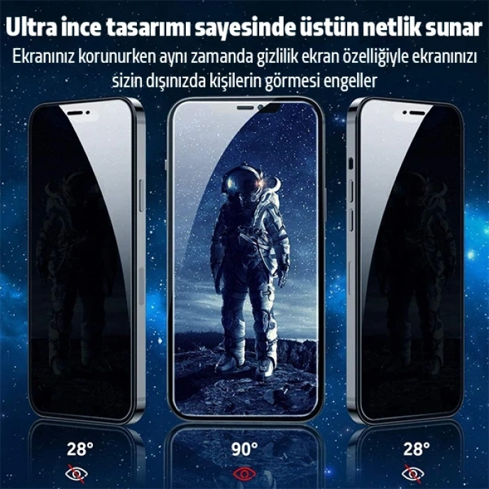 İPhone 12 Mini Privacy Gizli Hayalet Tempered Cam Ekran Koruyucu-(5775)