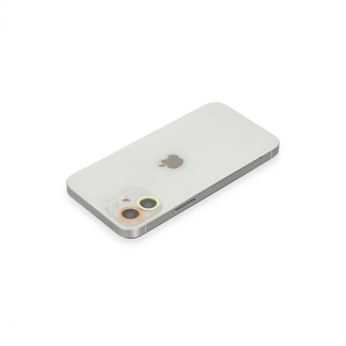 İphone 12 Mini Renkli Kamera Lens Koruma Cam - Sarı-turuncu