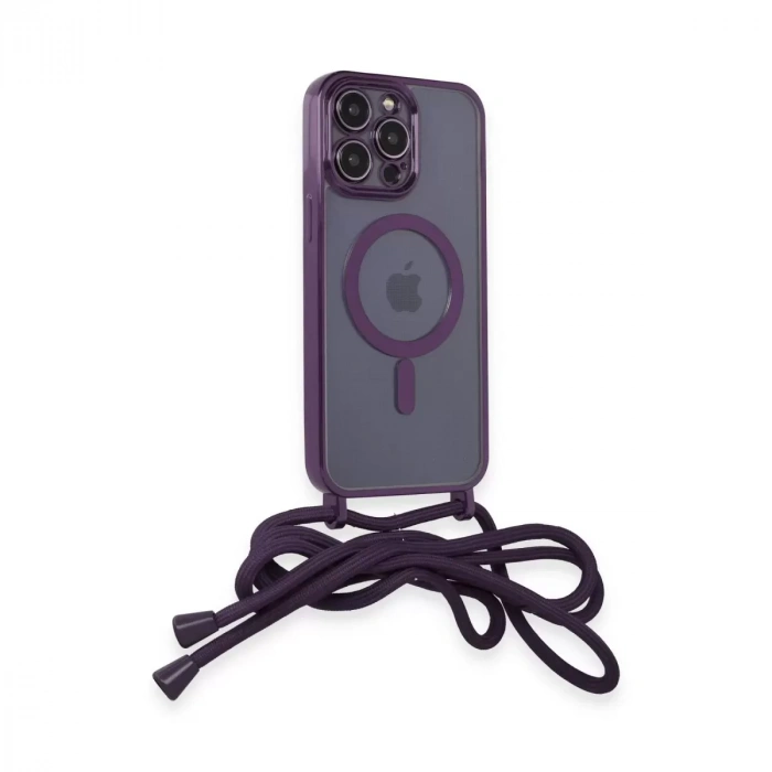 İphone 12 Pro Kılıf Divo Lazer Askılı Magsafe Kapak - Derin Mor