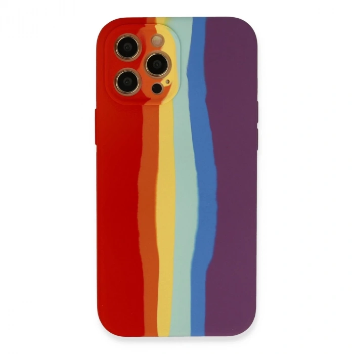 İphone 12 Pro Kılıf Ebruli Lansman Silikon - Kırmızı-mor