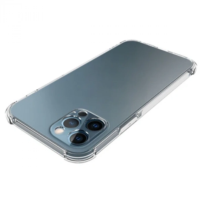 İPhone 12 Pro Max 6.7 Anti-Drop Silikon Kılıf Kamera Korumalı Şeffaf Silikon Kılıf-(5775)