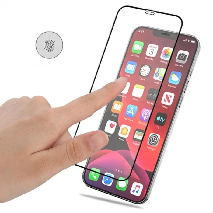 İPhone 12 Pro Max 6.7 Full Glue Tempered Cam Ekran Koruyucu Full Kaplama-(5775)