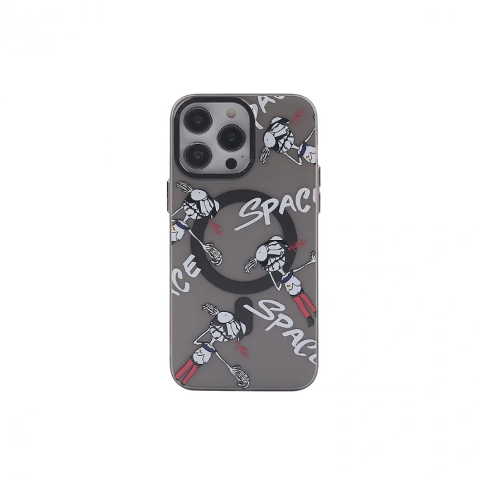 İphone 12 Pro Max Kılıf Apollo Magneticsafe Desenli Kapak - Apollo Siyah - 3
