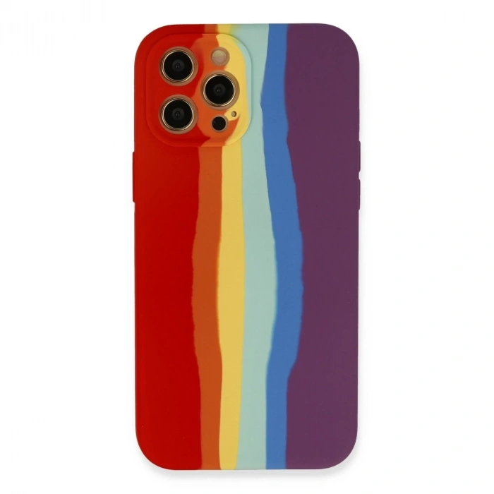 İphone 12 Pro Max Kılıf Ebruli Lansman Silikon - Kırmızı-mor