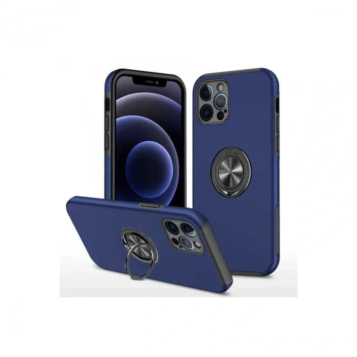 İphone 12 Pro Max Kılıf Elit Yüzüklü Kapak - Lacivert