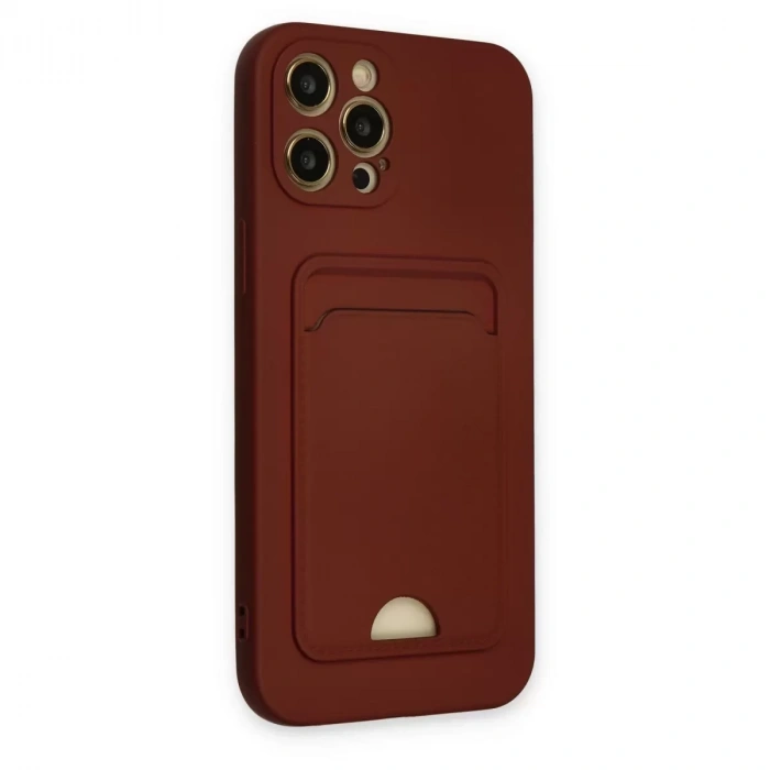 İphone 12 Pro Max Kılıf Kelvin Kartvizitli Silikon - Bordo
