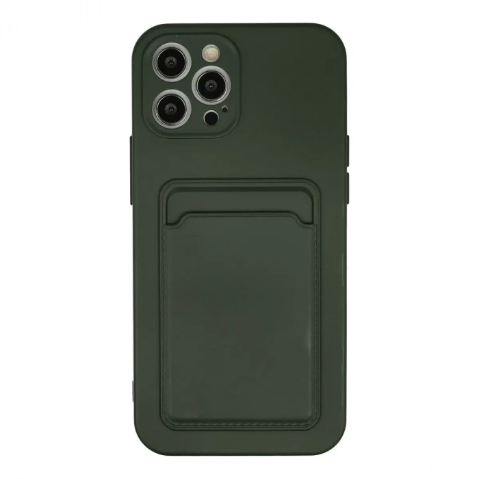 İphone 12 Pro Max Kılıf Kelvin Kartvizitli Silikon - Koyu Yeşil