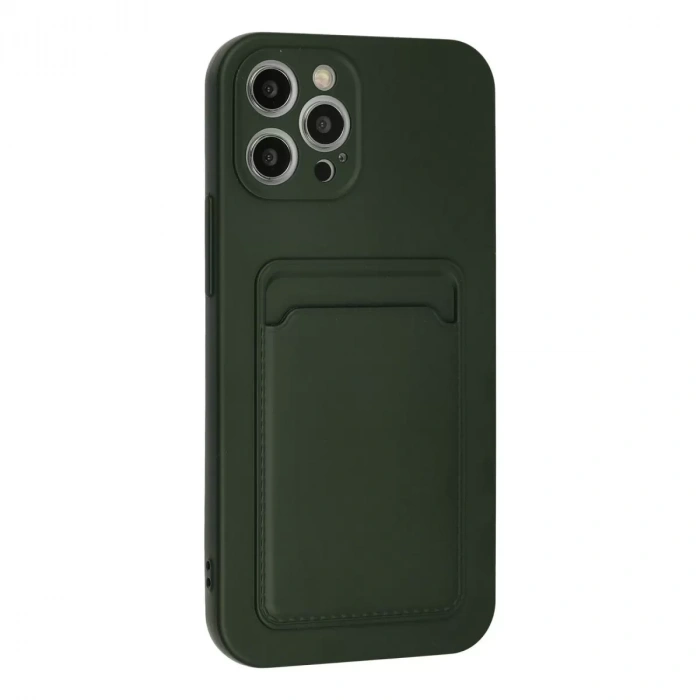 İphone 12 Pro Max Kılıf Kelvin Kartvizitli Silikon - Koyu Yeşil