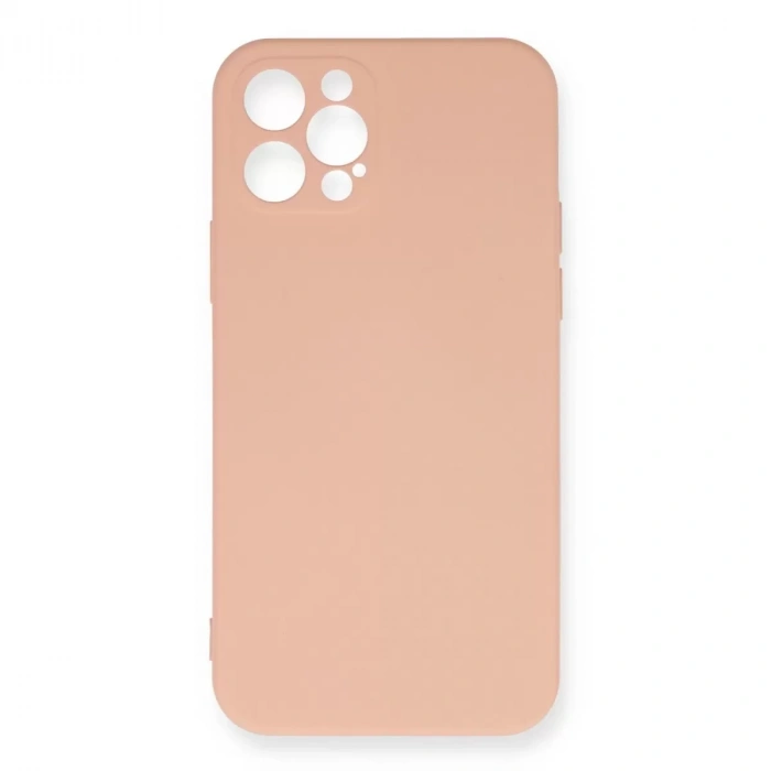 İphone 12 Pro Max Kılıf Nano İçi Kadife Silikon - Pudra