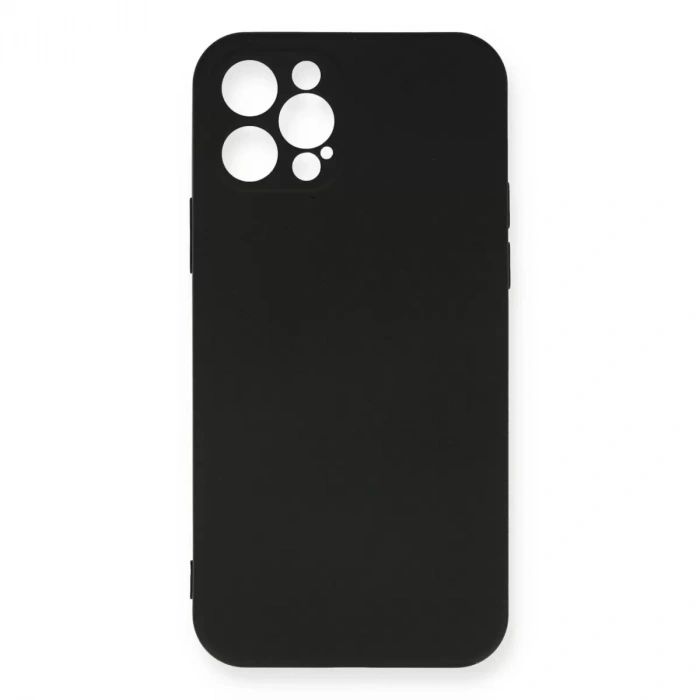 İphone 12 Pro Max Kılıf Nano İçi Kadife Silikon - Siyah