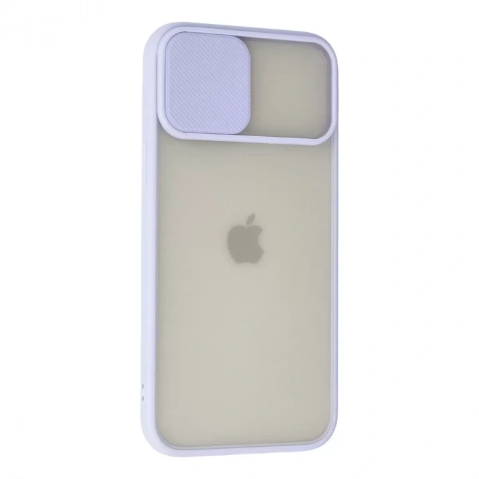 İphone 12 Pro Max Kılıf Palm Buzlu Kamera Sürgülü Silikon - Lila