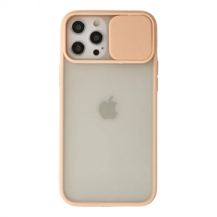 İphone 12 Pro Max Kılıf Palm Buzlu Kamera Sürgülü Silikon - Pembe