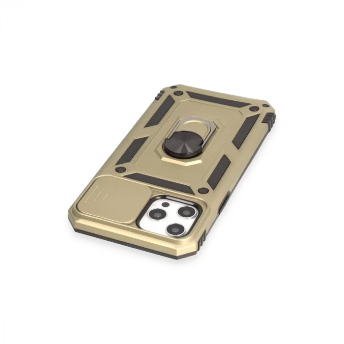 İphone 12 Pro Max Kılıf Pars Lens Yüzüklü Silikon - Gold