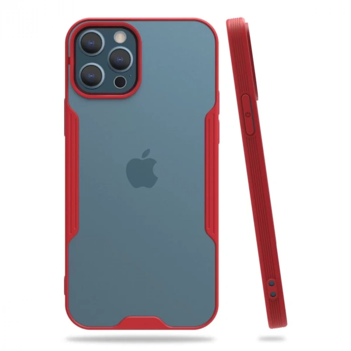 İphone 12 Pro Max Kılıf Platin Silikon - Kırmızı