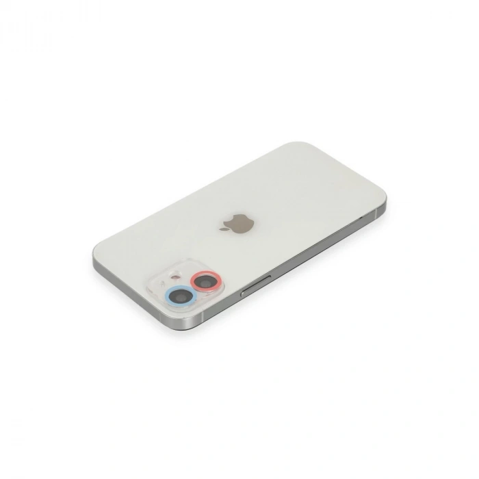 İphone 12 Renkli Kamera Lens Koruma Cam - Pembe-mavi