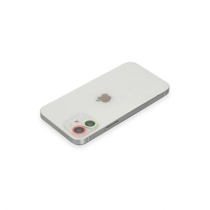 İphone 12 Renkli Kamera Lens Koruma Cam - Yeşil-pembe