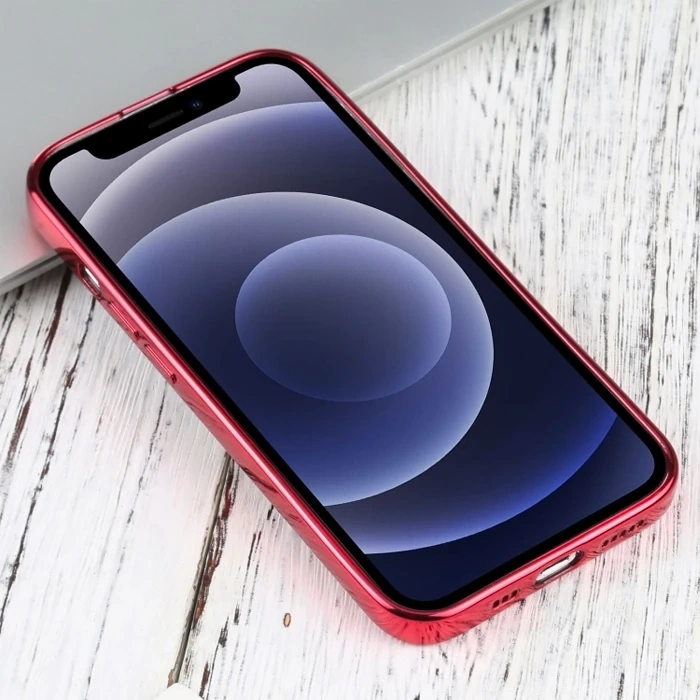 iPhone 13 6.1inç Lazer Kaplama Renkli Kenar Şeffaf Kılıf-(5775)