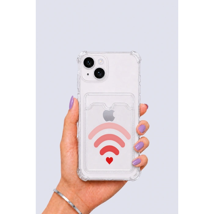 iPhone 13 Kartlıklı Aşk Sinyali Desenli Kılıf