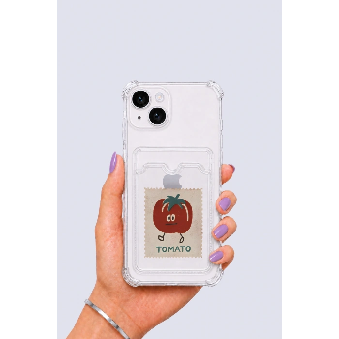 iPhone 13 Kartlıklı Tomato Desenli Kılıf