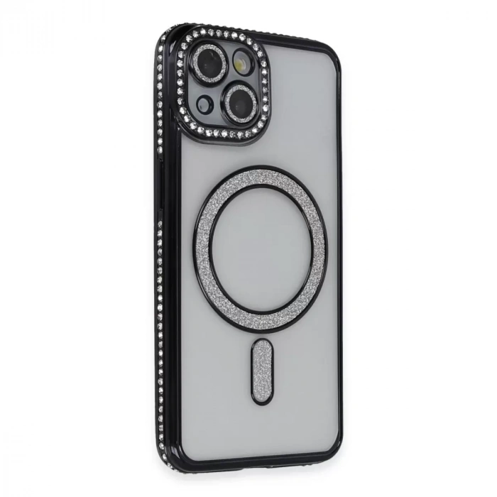 İphone 13 Kılıf Joke Simli Magneticsafe Kılıf - Siyah