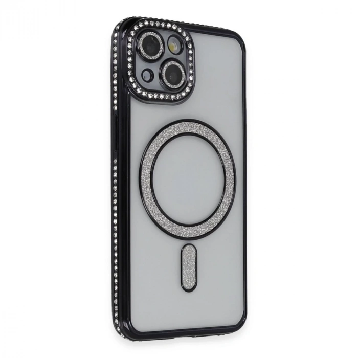 İphone 13 Kılıf Joke Simli Magneticsafe Kılıf - Siyah