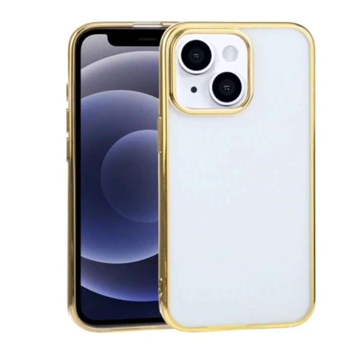 iPhone 13 Mini 5.4inç Lazer Kaplama Renkli Kenar Şeffaf Kılıf-(5775)