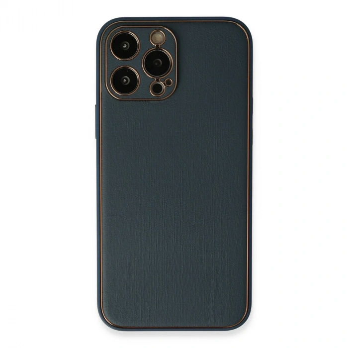 İphone 13 Pro Kılıf Coco Deri Silikon Kapak - Mavi