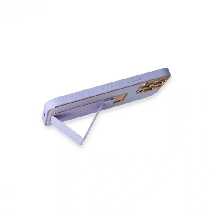 İphone 13 Pro Kılıf Coco Deri Standlı Kapak - Lila