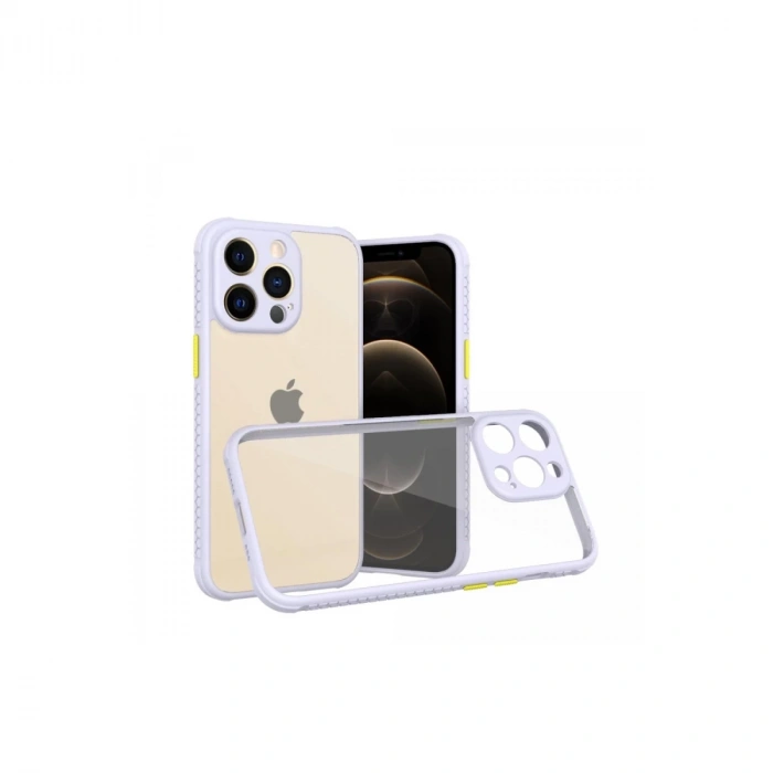 İphone 13 Pro Kılıf Miami Şeffaf Silikon - Lila