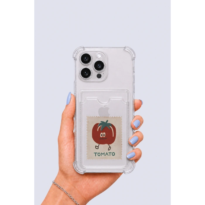 iPhone 13 Pro Max Kartlıklı Tomato Desenli Kılıf