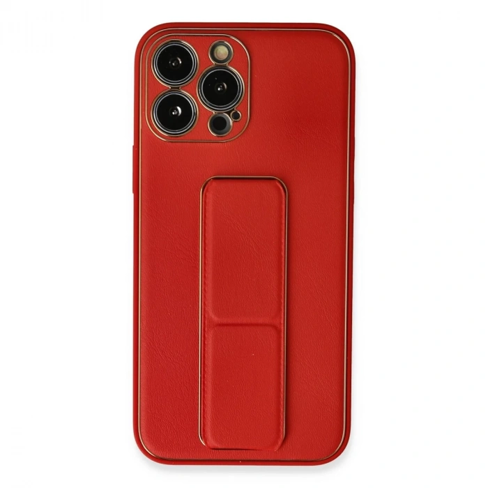 İphone 13 Pro Max Kılıf Coco Deri Standlı Kapak - Kırmızı