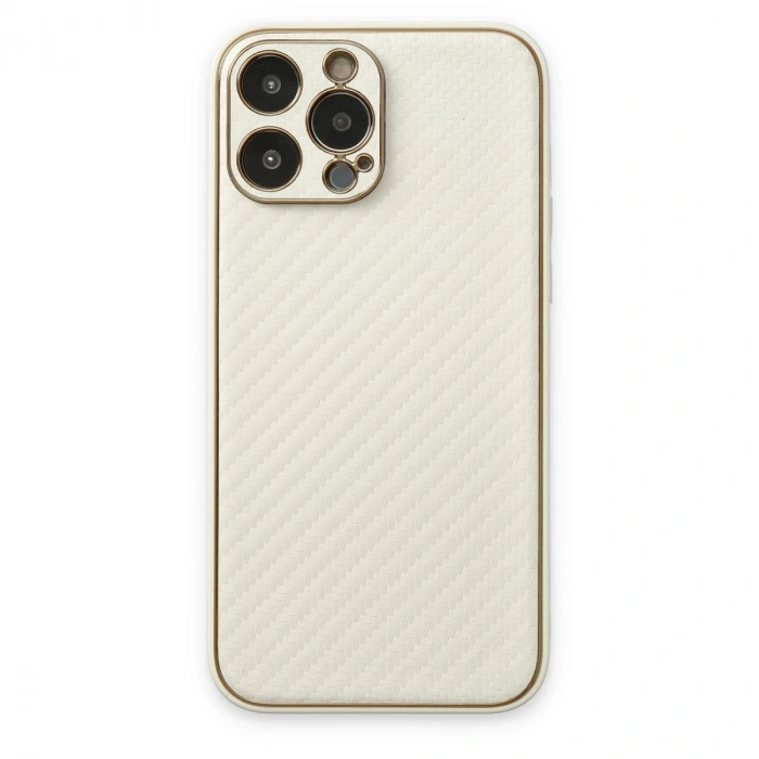 İphone 13 Pro Max Kılıf Coco Karbon Silikon - Beyaz
