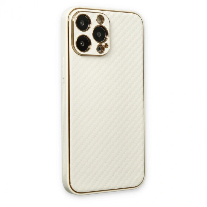 İphone 13 Pro Max Kılıf Coco Karbon Silikon - Beyaz