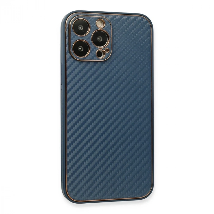 İphone 13 Pro Max Kılıf Coco Karbon Silikon - Mavi
