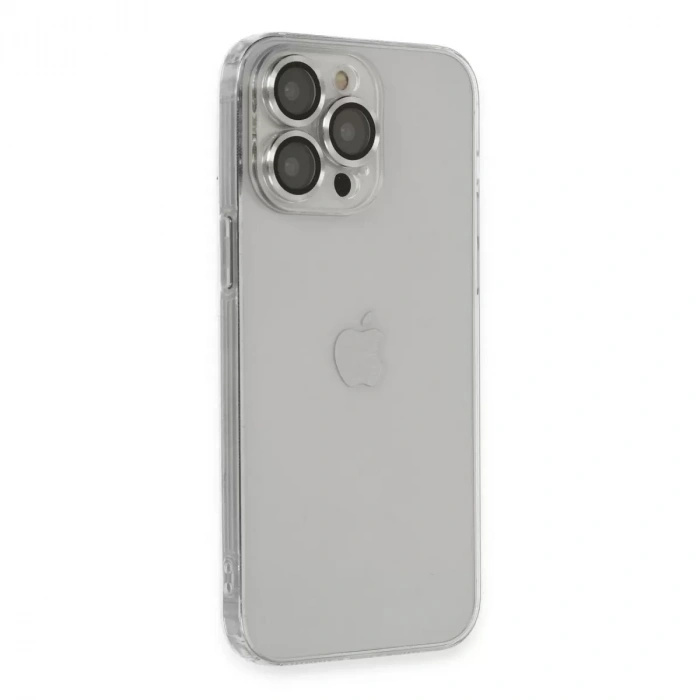 İphone 13 Pro Max Kılıf Luko Lens Silikon - Gümüş