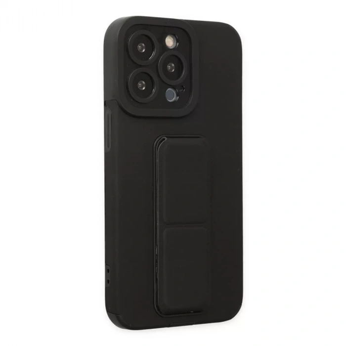 İphone 13 Pro Max Kılıf Mega Standlı Silikon - Siyah