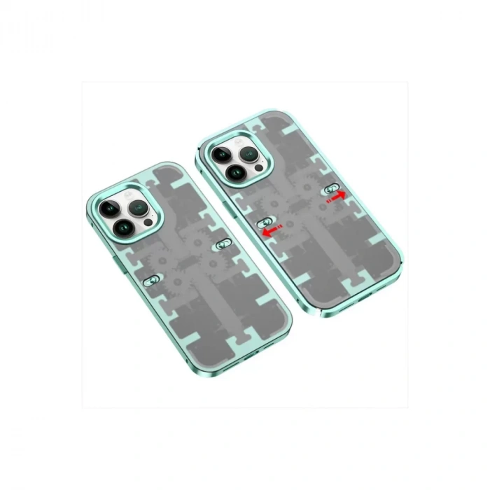 İphone 13 Pro Max Kılıf Mekanik Bumper Kapak - Yeşil