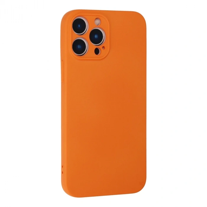 İphone 13 Pro Max Kılıf Nano İçi Kadife Silikon - Turuncu