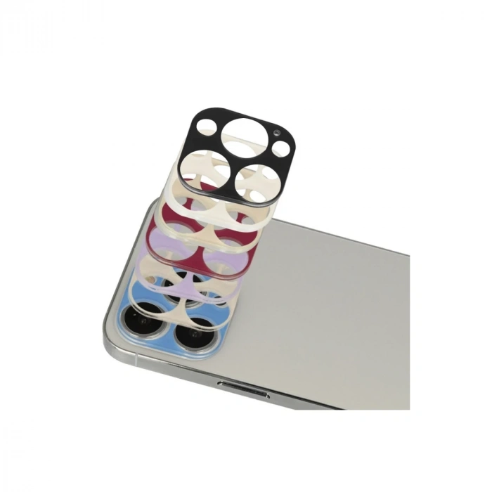 İphone 13 Pro Max Rainbow Kamera Lens Koruma Cam - Koyu Kırmızı