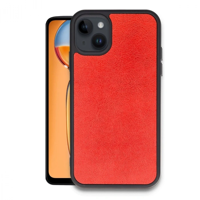 İphone 14 Kılıf Aras Deri Kapak - Kırmızı