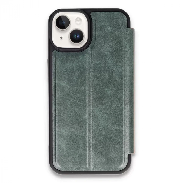 İphone 14 Kılıf Flip Cover - Koyu Yeşil