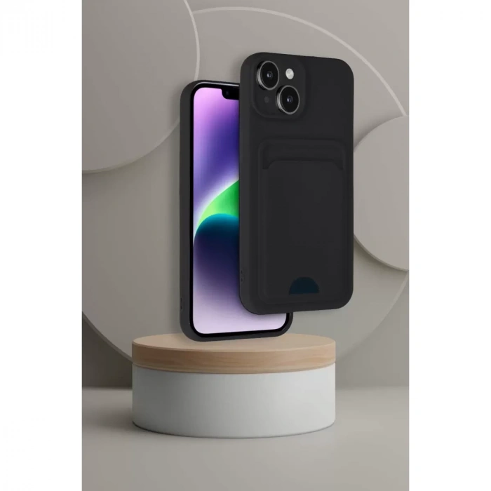 İphone 14 Kılıf Kelvin Kartvizitli Silikon - Bordo