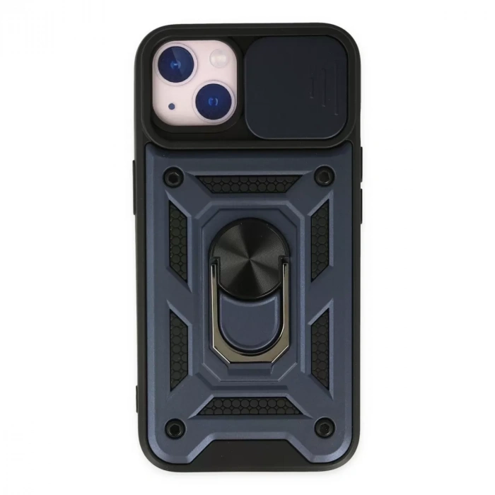 İphone 14 Kılıf Pars Lens Yüzüklü Silikon - Lacivert
