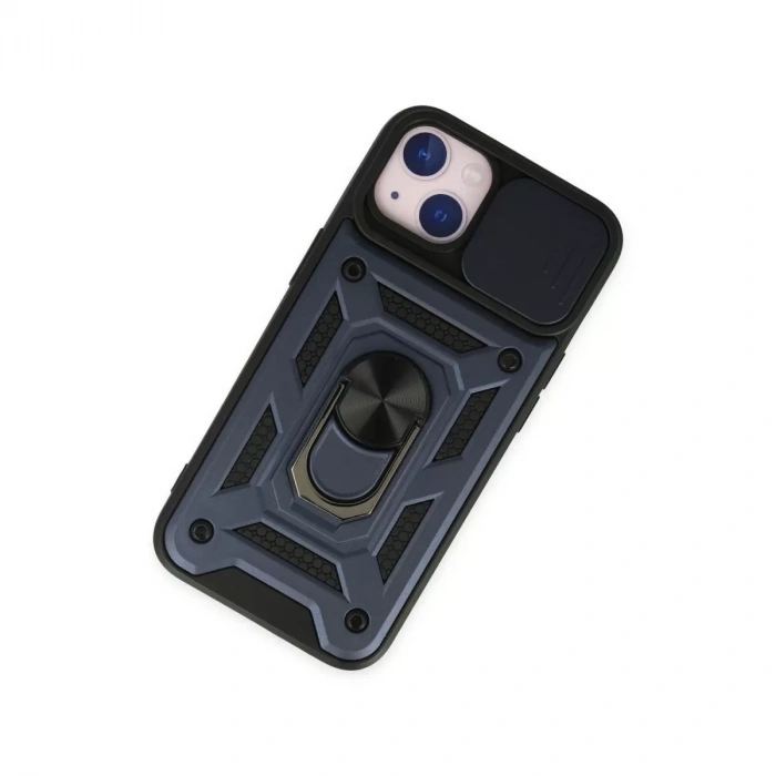 İphone 14 Kılıf Pars Lens Yüzüklü Silikon - Lacivert